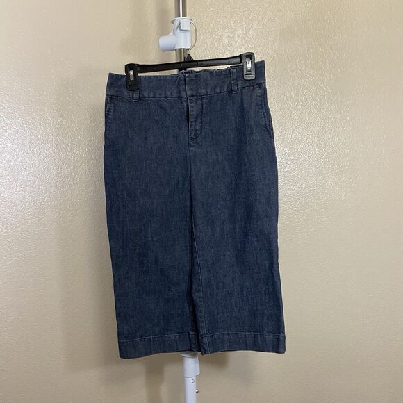 George & Martha Jeans Womens Size 8 Stretch Denim Mid Rise Wide Leg Dark Wash - Picture 1 of 15